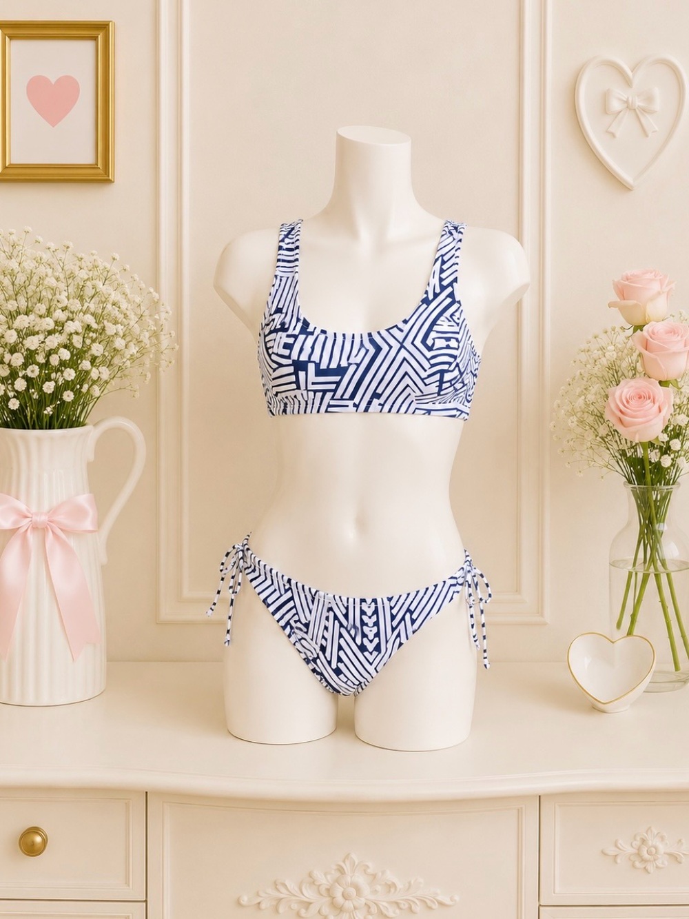 New Tribal Print Lace Up RacerBack Bikini